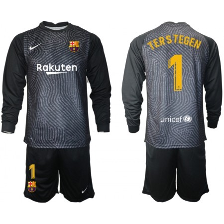 Billiga Fotbollströjor FC Barcelona Målvakt TER Stegen 1 Barn tröja 2020/21 M004 Långärmad